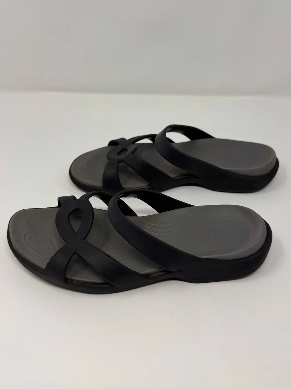 Crocs Women's Meleen Twist Sandals Gray Black Size 7, strap shoe comfort outdoor